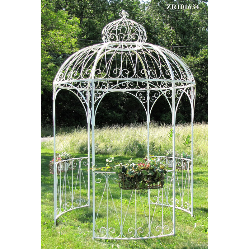 ZaerLtdInternational Round 6.5 Ft. W x 6.5 Ft. D Iron Patio Gazebo